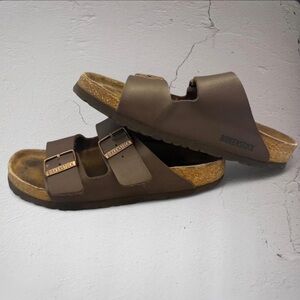 Birkenstock Arizona Brown Two-Strap Slide Leather Sandals